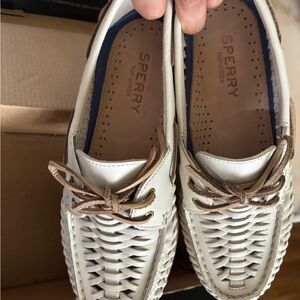 Sperry Women's Cream and Brown Boat Shoes